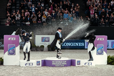 Podium dressage fei world cup finals 2018 paris isabell werth credits fei cristophe taniere