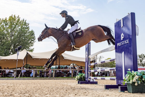 Winner Humaid Al Muhairi (UAE) riding Argentina de Kreisker Z in The Prestige Italia 6YR Championship for the Big Star Trophy at The British Young Horse Championships Hickstead 2024, The All England Showground, Hickstead, Sussex, United Kingdom. August 12th 2024 ~ MANDATORY Credit Elli Birch/Bootsandhooves -