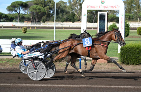 Arrivo Derby Italiano del Trotto all'ippodromo delle capannelle, batteria C