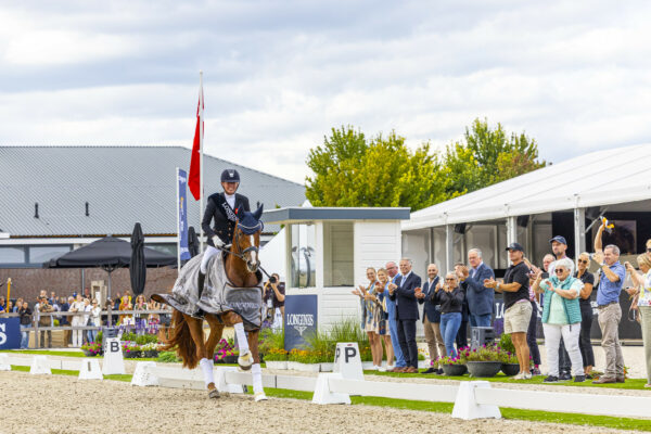 Fiona Bigwood (GBR) riding Quinn G, winner at the LONGINES Final for 6-year-old horses at the Longines FEI World Championship Young Dressage Horses - Ermelo 2024