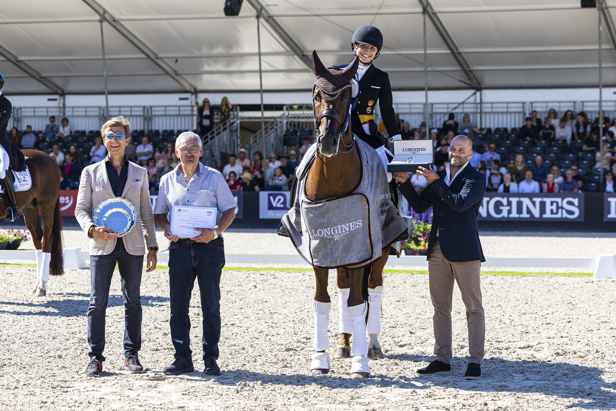 Maria Schurmann (GER) riding Life Time FRH, winner at the LONGINES Final for 7-year-old horses at the Longines FEI World Championship Young Dressage Horses - Ermelo 2024