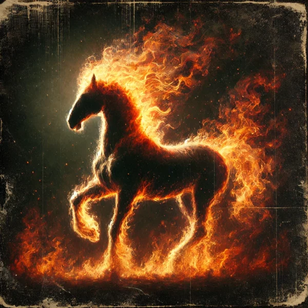 A spectral horse with a Fiery Appearance