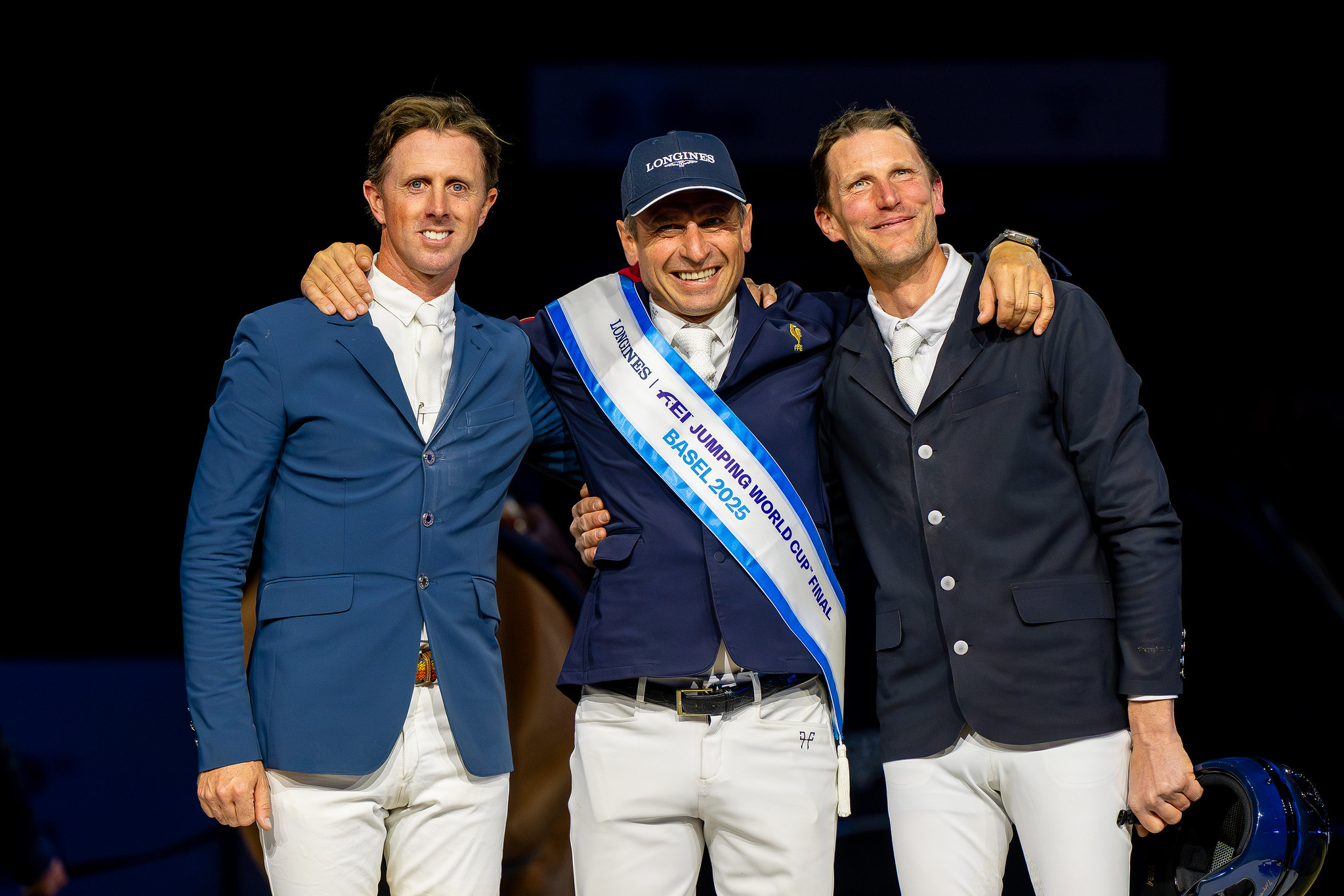Ben Maher, Julien Epaillard e Kevin Staut - FEI World Cup Final 2025 di Basilea (c) FEI/Benjamin Clark